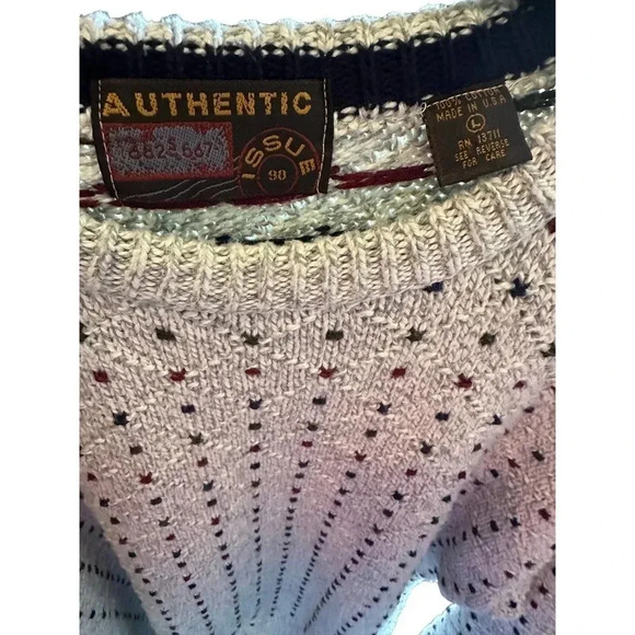Authentic issue 90 mens‎ Polka Dot Crew Neck Sweater Size L - Picture 5 of 5